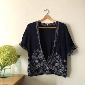 Blu Pepper Open Embroidered Top